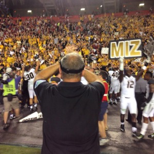 Gary Pinkel showed his appreciation for the Mizzou fans in attendance. 