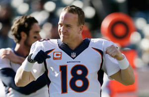 Peyton Manning will have to weather an unseasoned offensive line in 2015, but looks to continue his regular season dominance on his way to another AFC West crown.  (Getty Images)