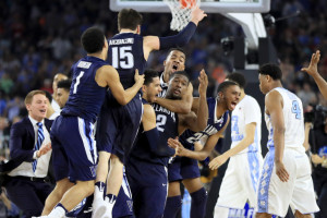 HOUSTON, TEXAS - APRIL 04:  The Villanova Wildcats celebrate defeating the North Carolina Tar Heels 77-74 to win the 2016 NCAA Men's Final Four National Championship game at NRG Stadium on April 4, 2016 in Houston, Texas.  (Photo by Ronald Martinez/Getty Images)