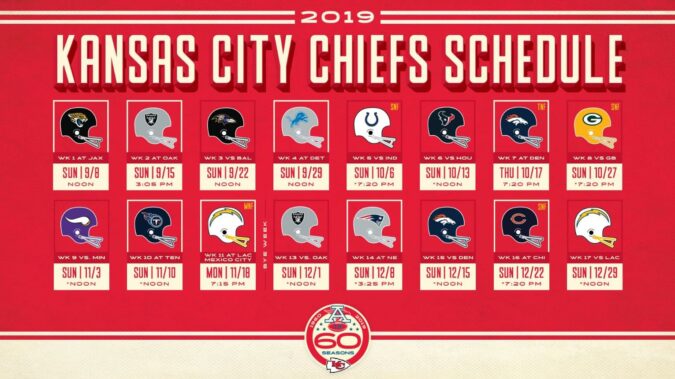 chiefs-schedule-2019 - Starcade Media