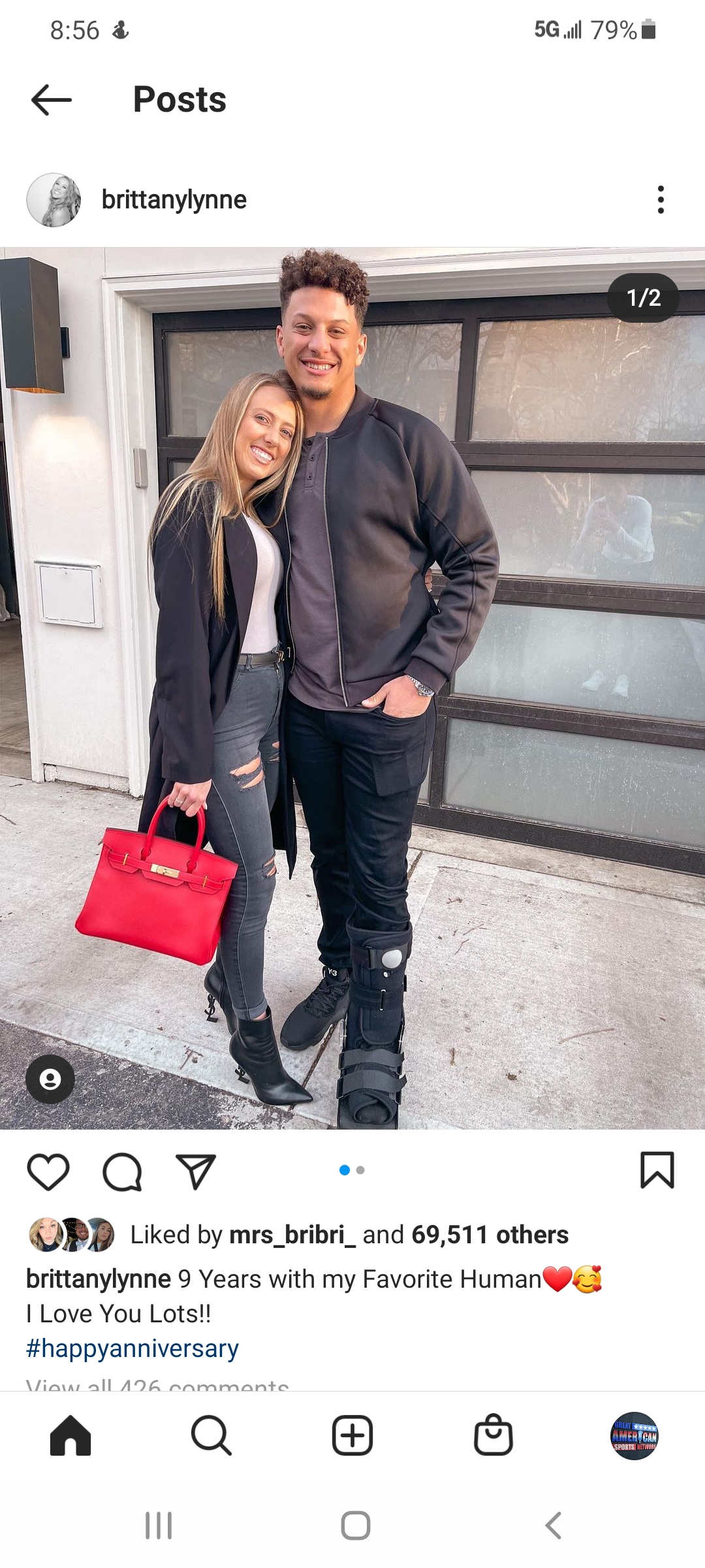 Patrick Mahomes and fiancé Brittany Matthews celebrate 9th anniversary