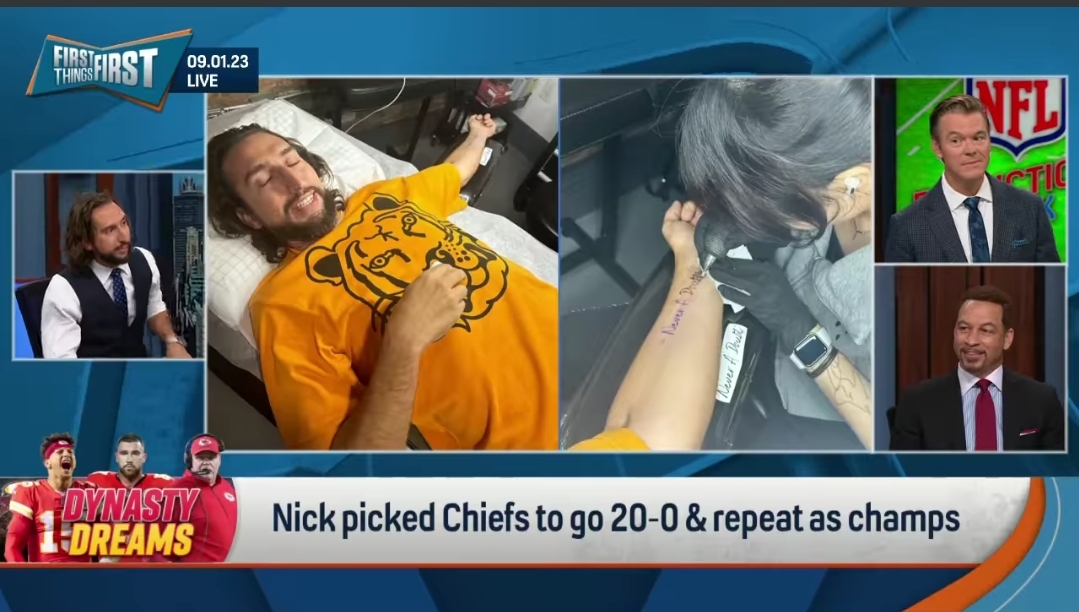 WATCH Nick Wright gets tattoo in honor of his beloved Chiefs