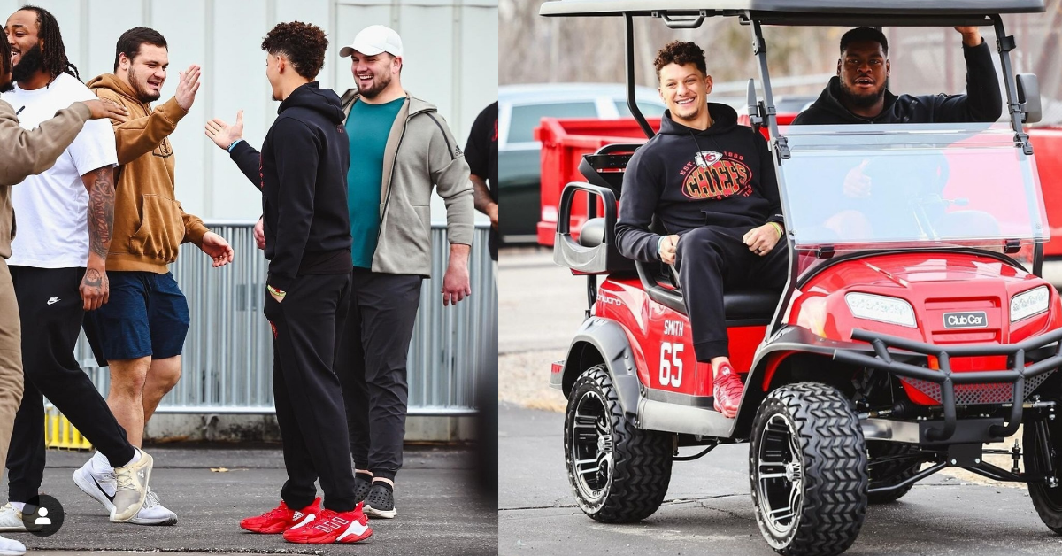 WATCH: Chiefs o-line loses it when receiving golf carts from Mahomes